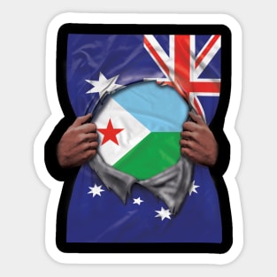 Djibouti Flag Australian Flag Ripped - Gift for Djiboutian From Djibouti Sticker